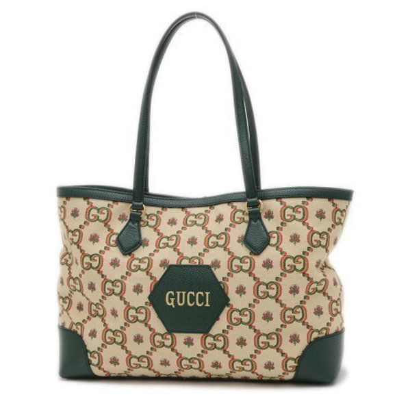 Gucci GG Canvas Anniversary Tote Bag Green Multicolor - Picture 1 of 6